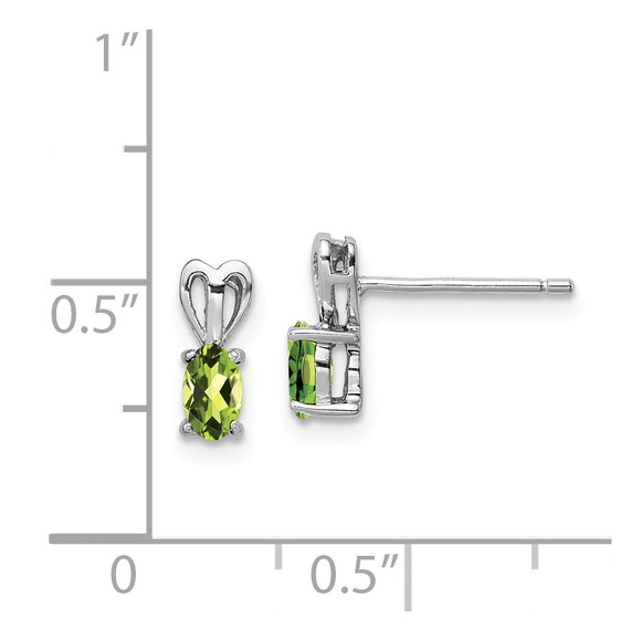 Sterling Silver Rhodium-plated Peridot August Birthstone Ladies Earrings - Picture 4 of 4